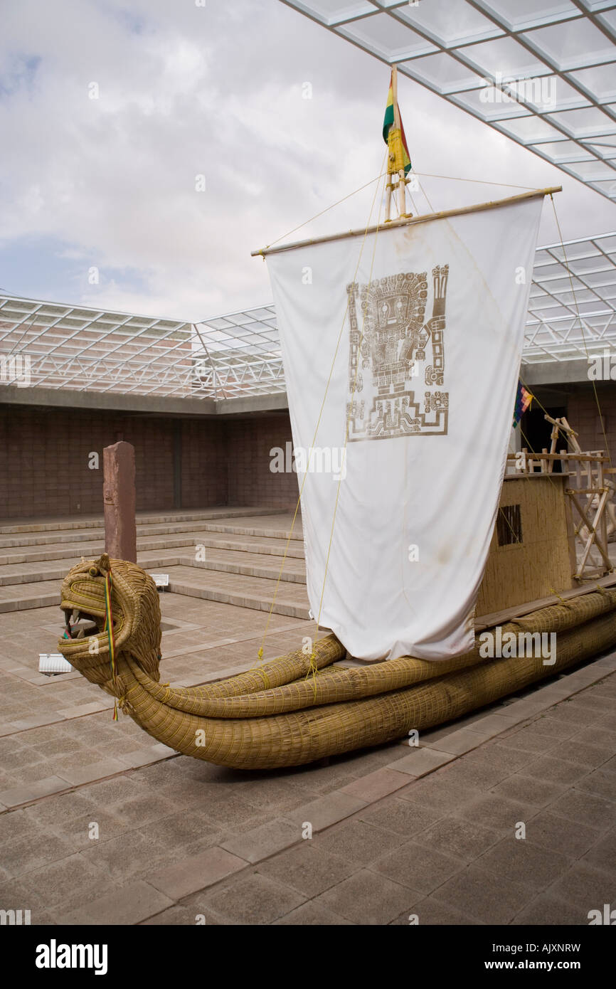 Model of a reed boat in the museum at Tiwanaku, Bolivia Stock Photo - Alamy