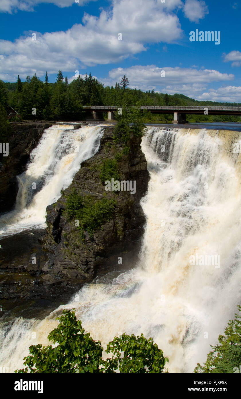 Beautiful Kakabeka Falls near Thunder Bay Ontario Canada with falls flowing water Stock Photo