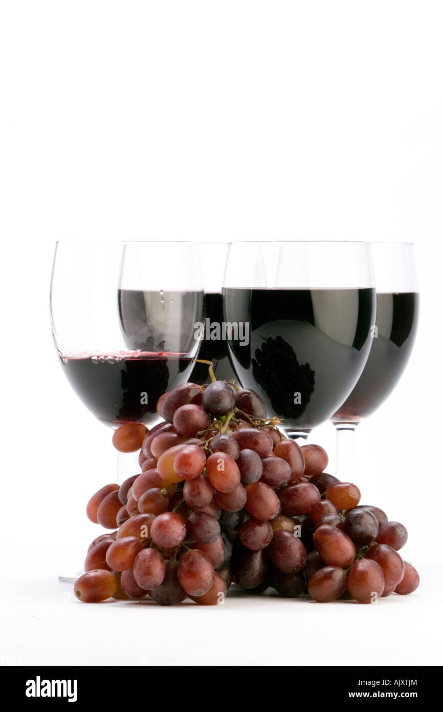 Bottle red wine with grapes Cut Out Stock Images & Pictures - Alamy