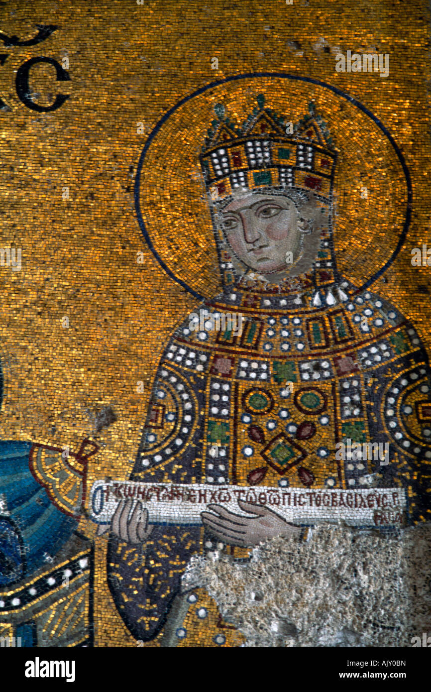 Istanbul Turkey Aya Sofya Byzantine Mosaic Of Empress Zoe Stock Photo