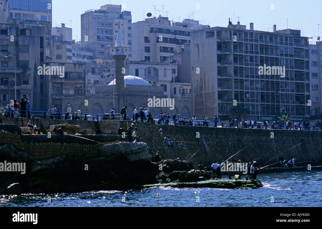 Raouché Corniche by the sea Beirut lebanon Stock Photo - Alamy