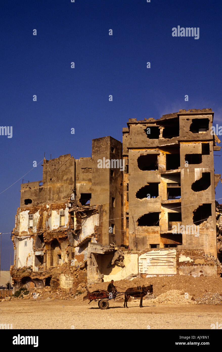 Destroyed downtown Beirut in 1994 after the war in Lebanon Stock Photo
