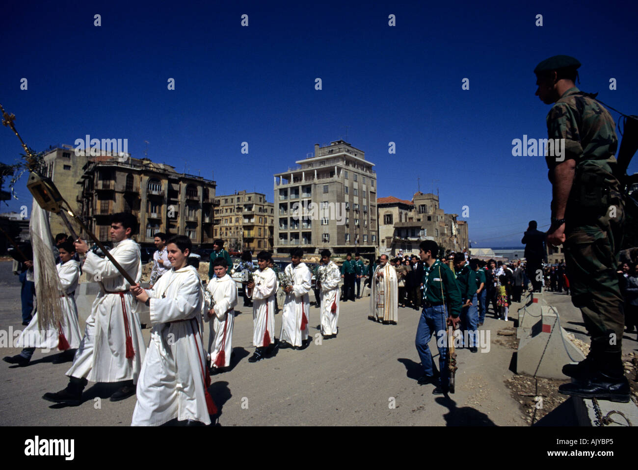 Beirut The Holy week , Christian religious procession before easter Stock Photo