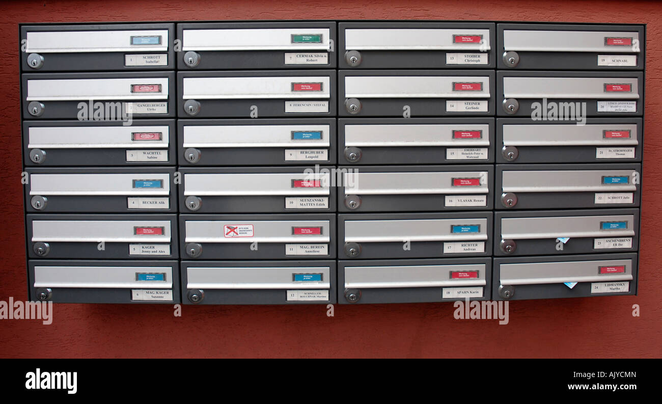 Mail boxes at an apartment building Vienna Austria Stock Photo Alamy