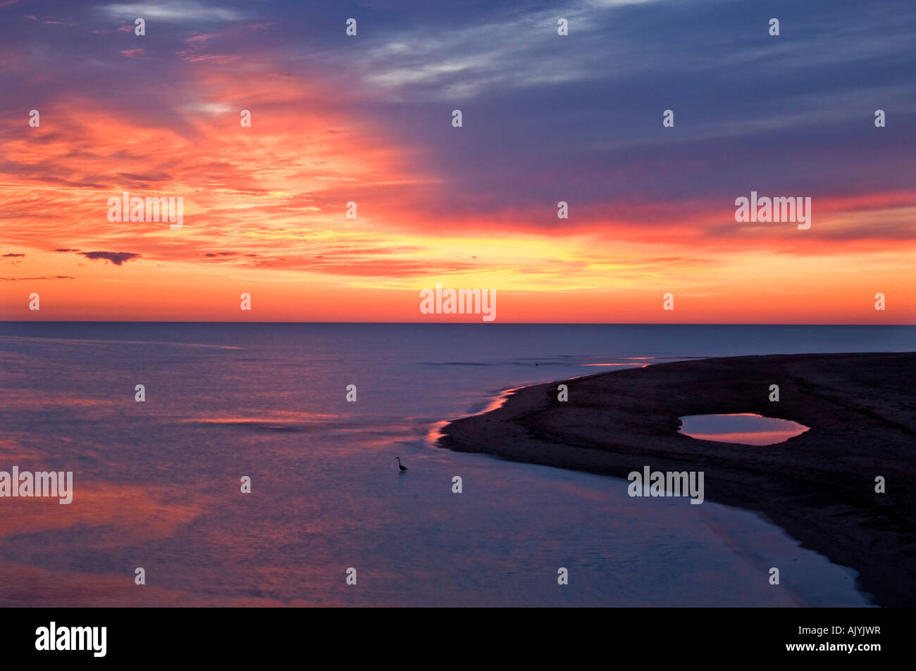 Dawn skies over beach at mouth of Covehead Harbour, Covehead Harbour