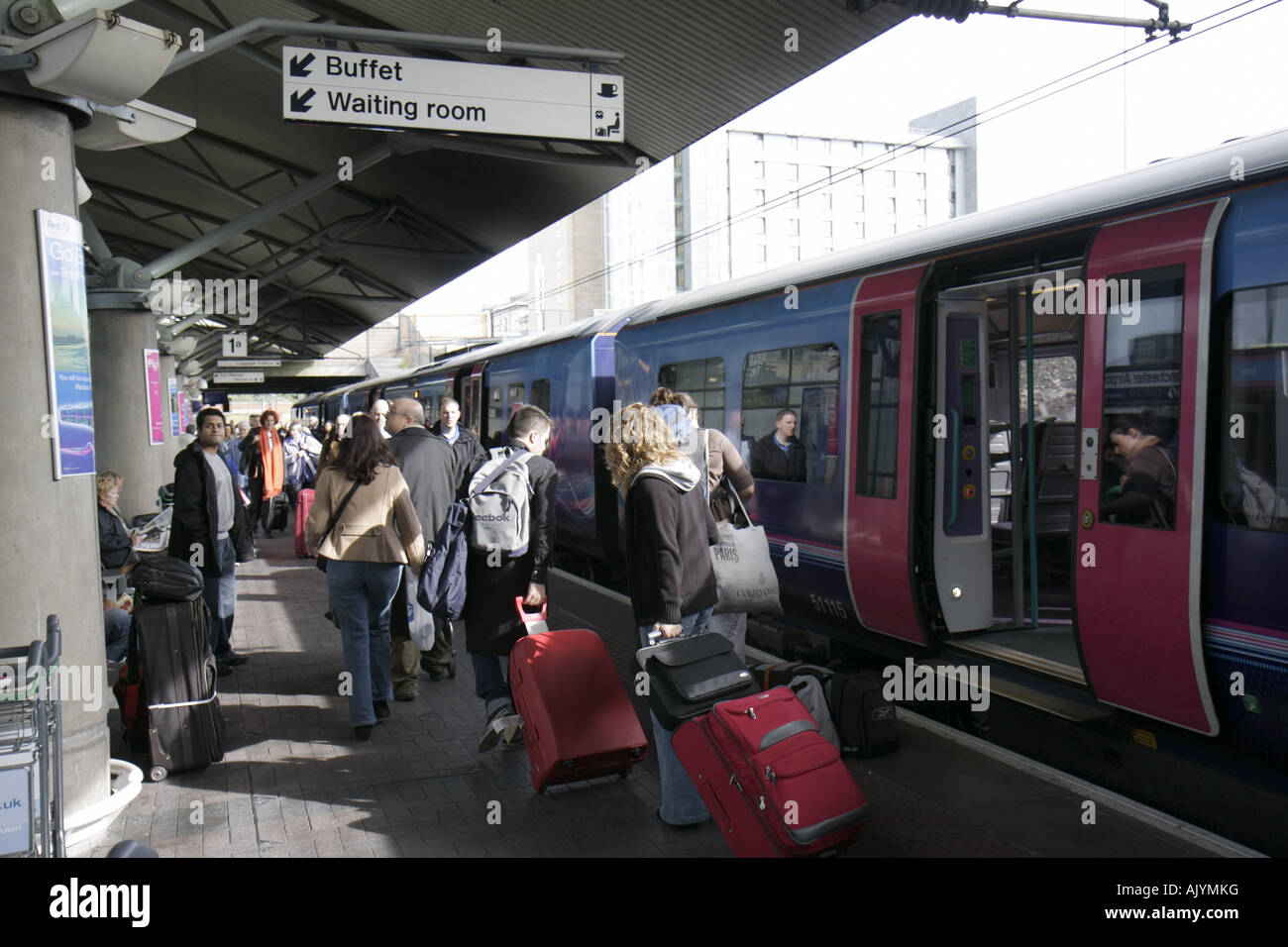 Manchester England UK Manchester Airport Railway Station passengers