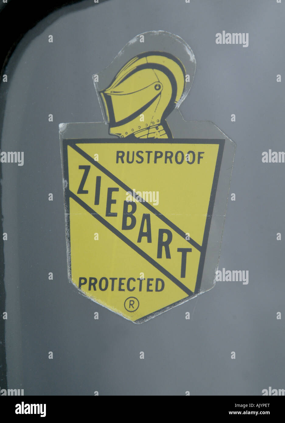 Ziebart rust proof sticker in a 1960s British car Stock Photo Alamy