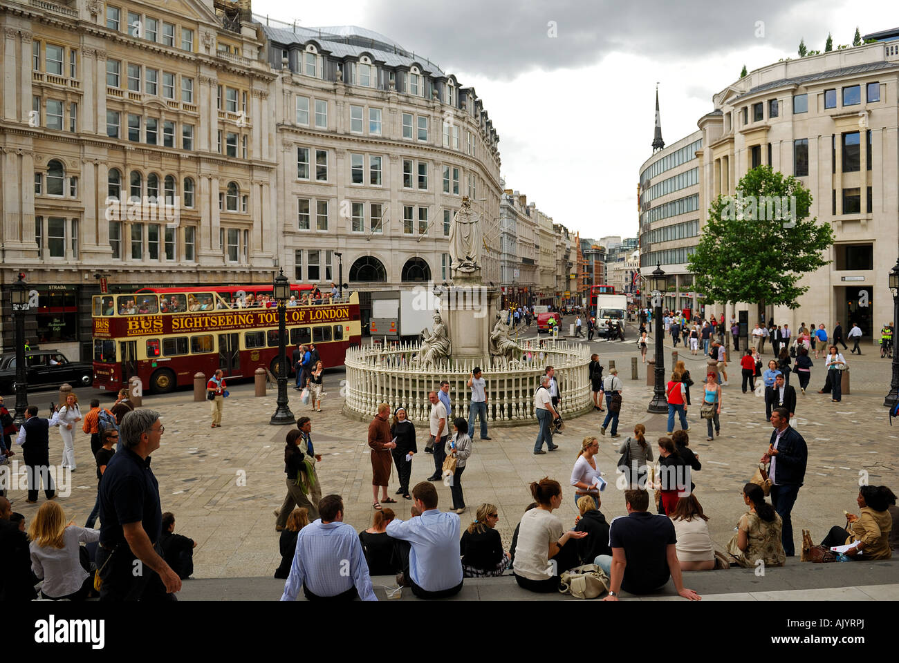 City scape of Ludgate Hill, in the city of London, England. Stock Photo