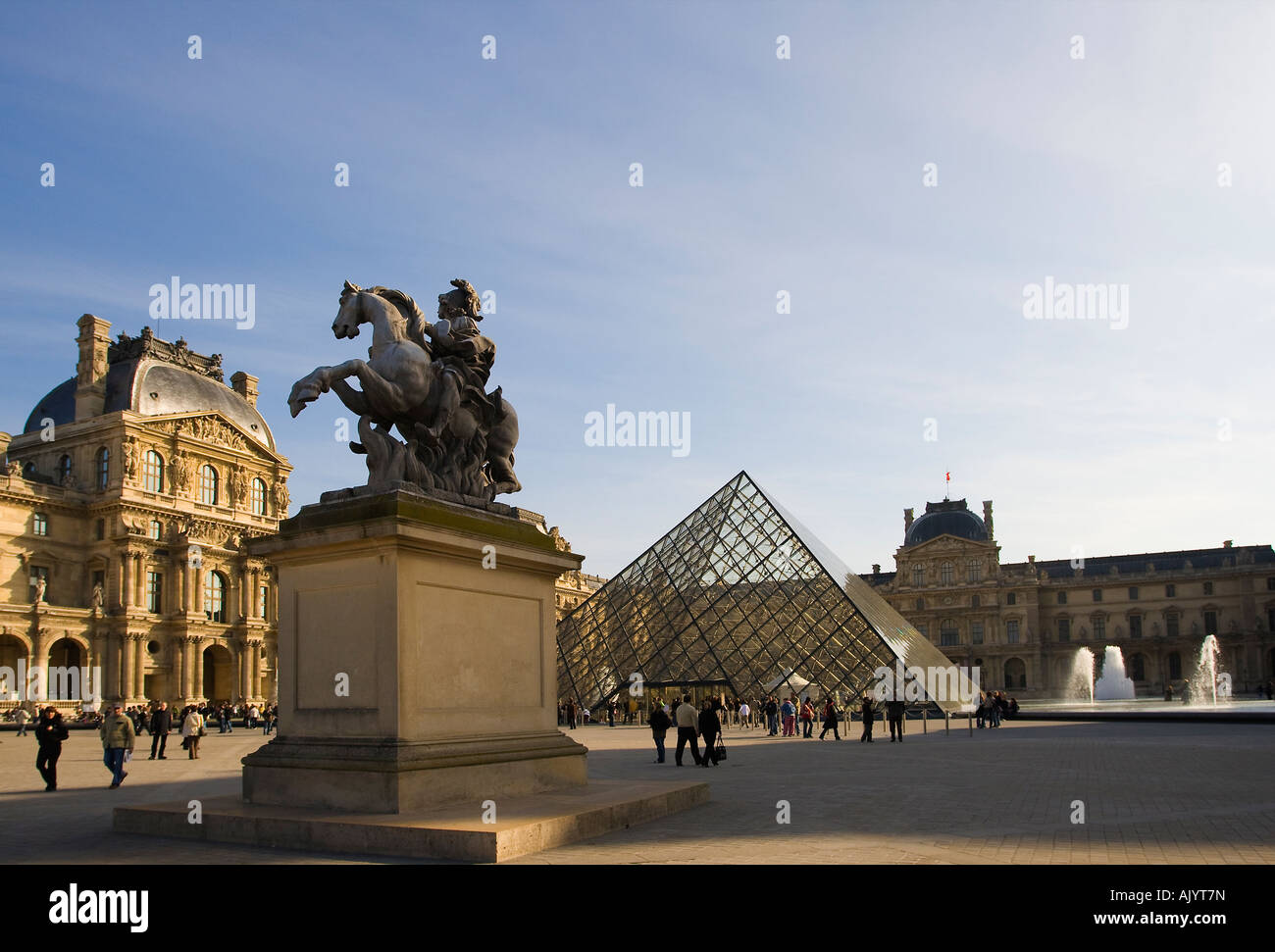 The Louvre Paris France Europe museum Musee du Louvre courtyard Stock Photo