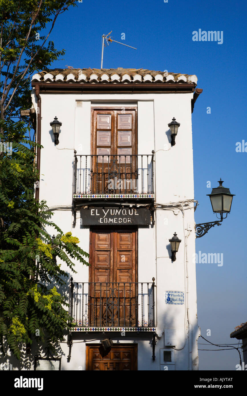 El Yunque Restaurant in Placeta de San Miguel Bajo in the Albayzin Granada Stock Photo