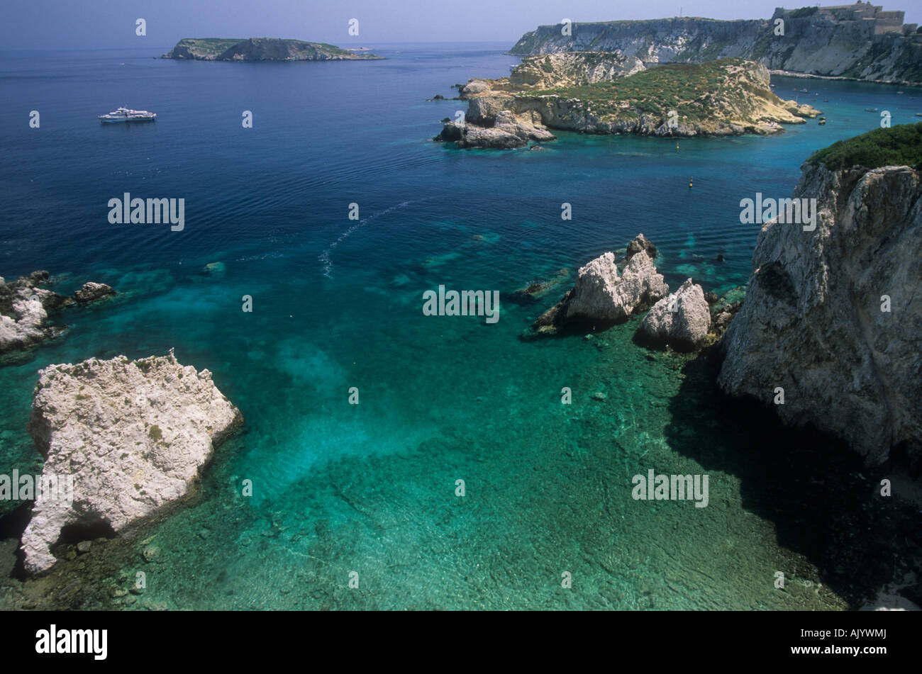 view of San Nicola and Capraia islands from San Domino island Tremiti ...