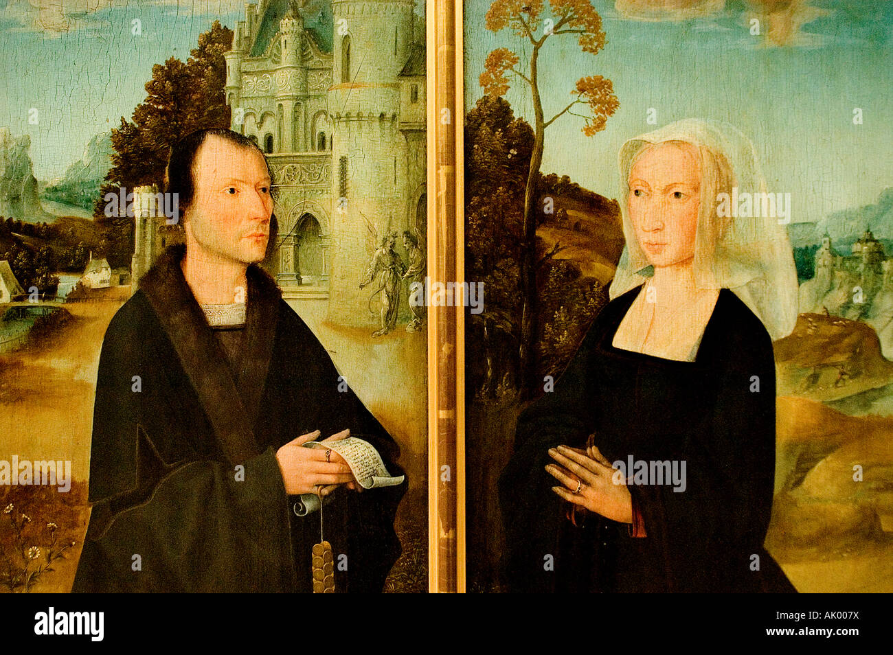 Coswijn van der Weyden 1465 1538  Portraits of Frans Colibrant town clerk of the town Antwerp and his wife Lysbeth Biers Stock Photo
