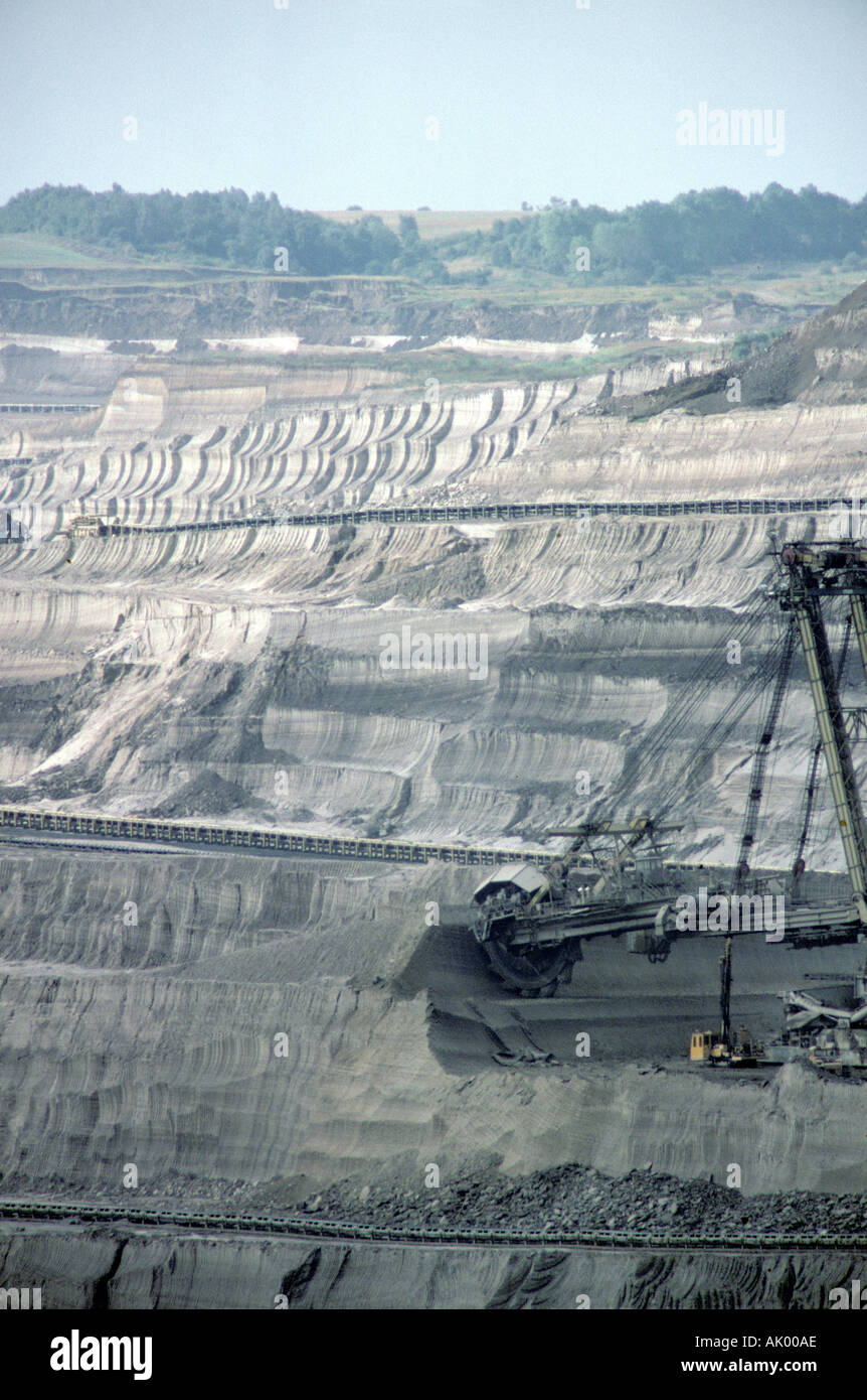 An excavator mining lignite in the Czech Republic Stock Photo