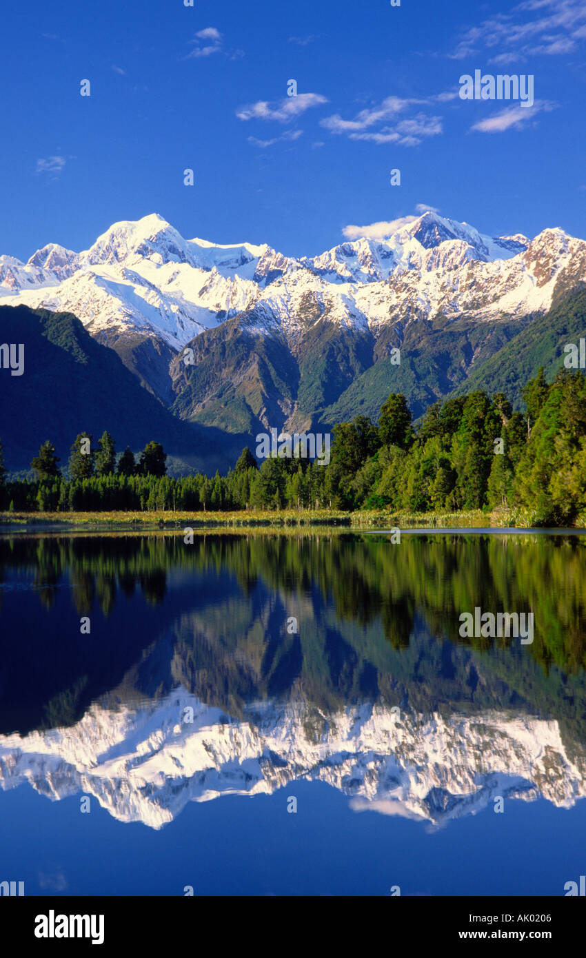 A mirror image in Lake Matheson New Zealand Stock Photo - Alamy