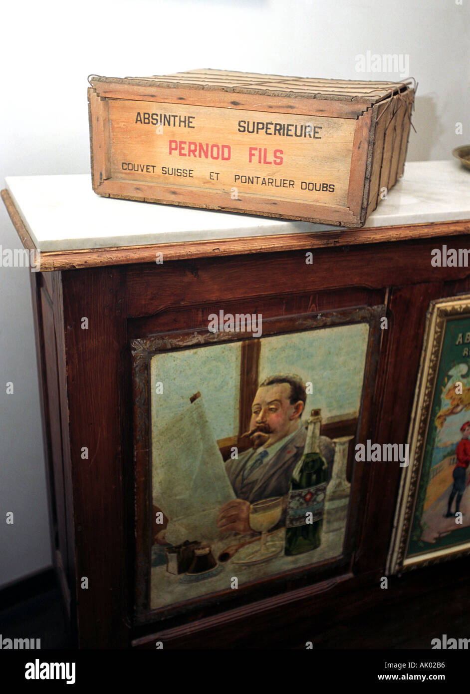 Absinthe display at the Museum of Absinthe in Pontarlier in the French