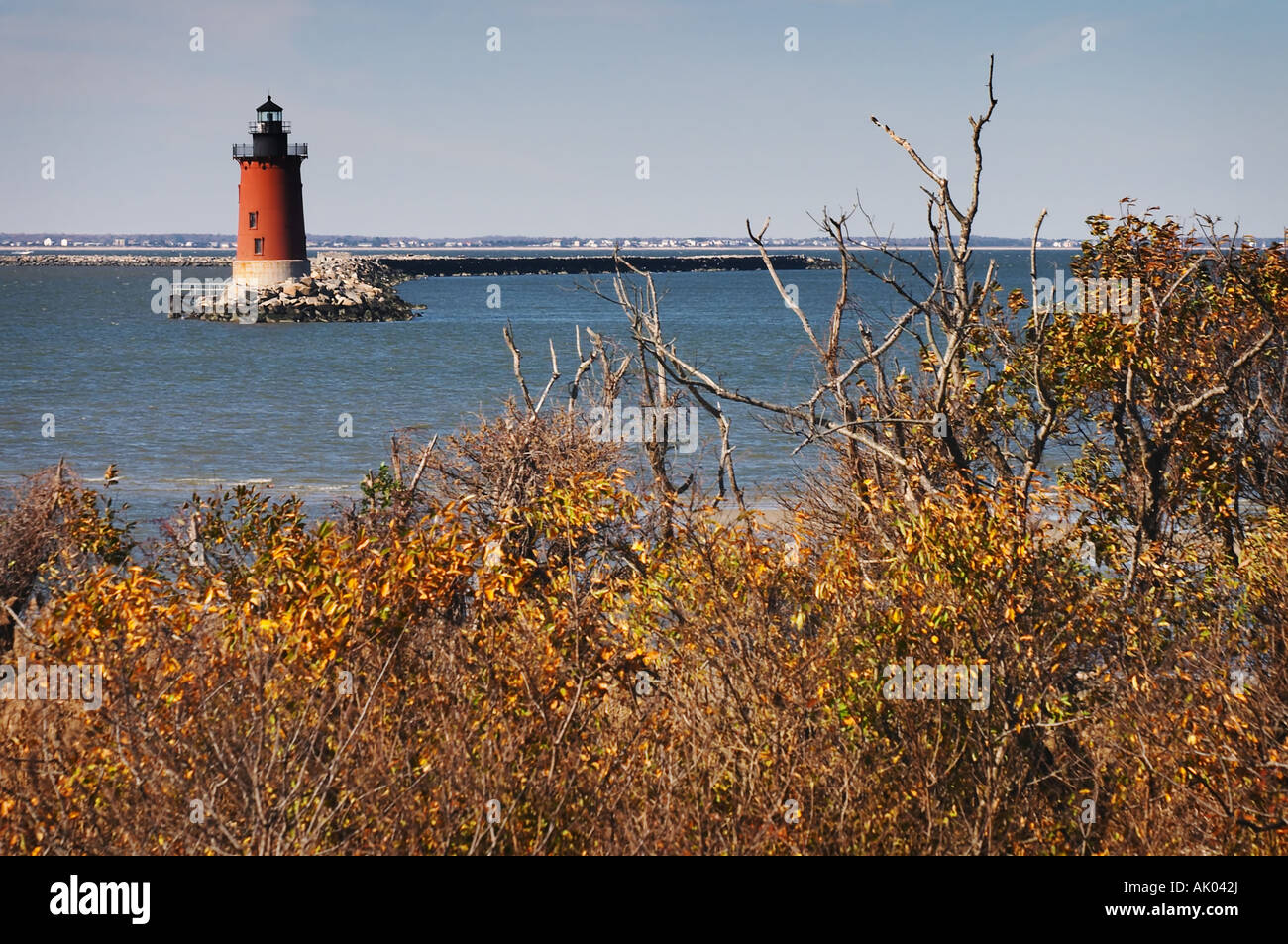 The Breakwater Lighthouse in Delaware Bay Lewes Delaware Stock Photo
