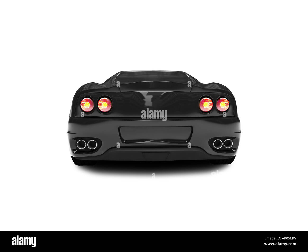 Isolated black super car back view Stock Photo