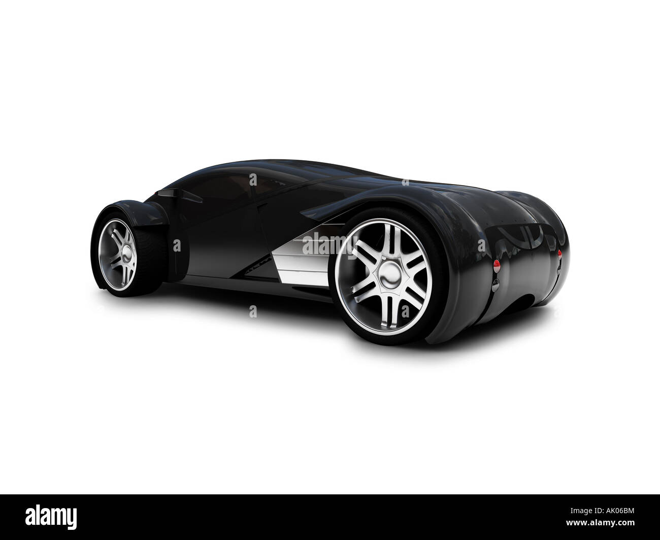 Isolated black super car back view Stock Photo