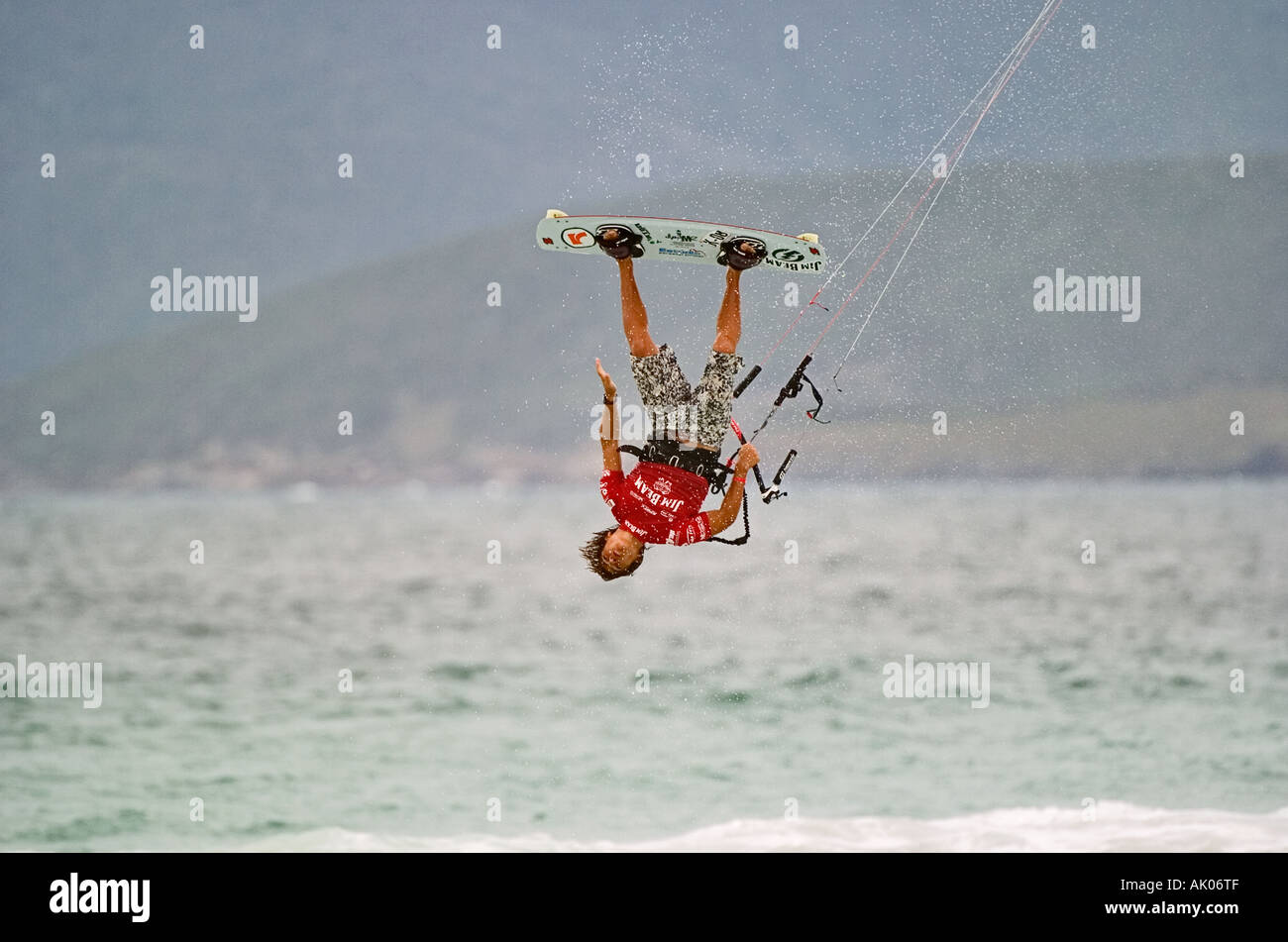 Kiteboarder doing a back loop Stock Photo - Alamy