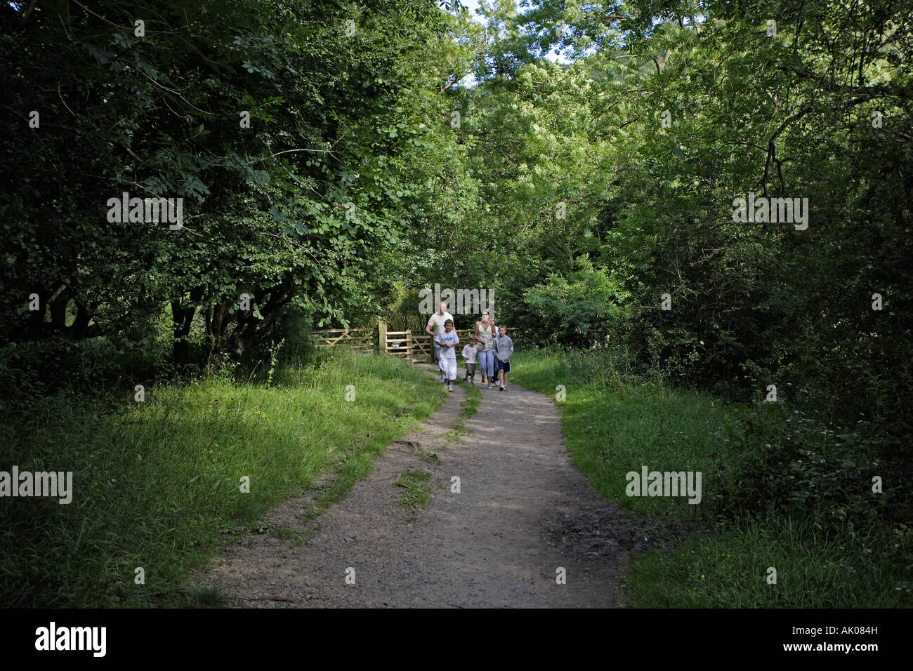 Family walking at Monsal Dale Derbyshire Stock Photo
