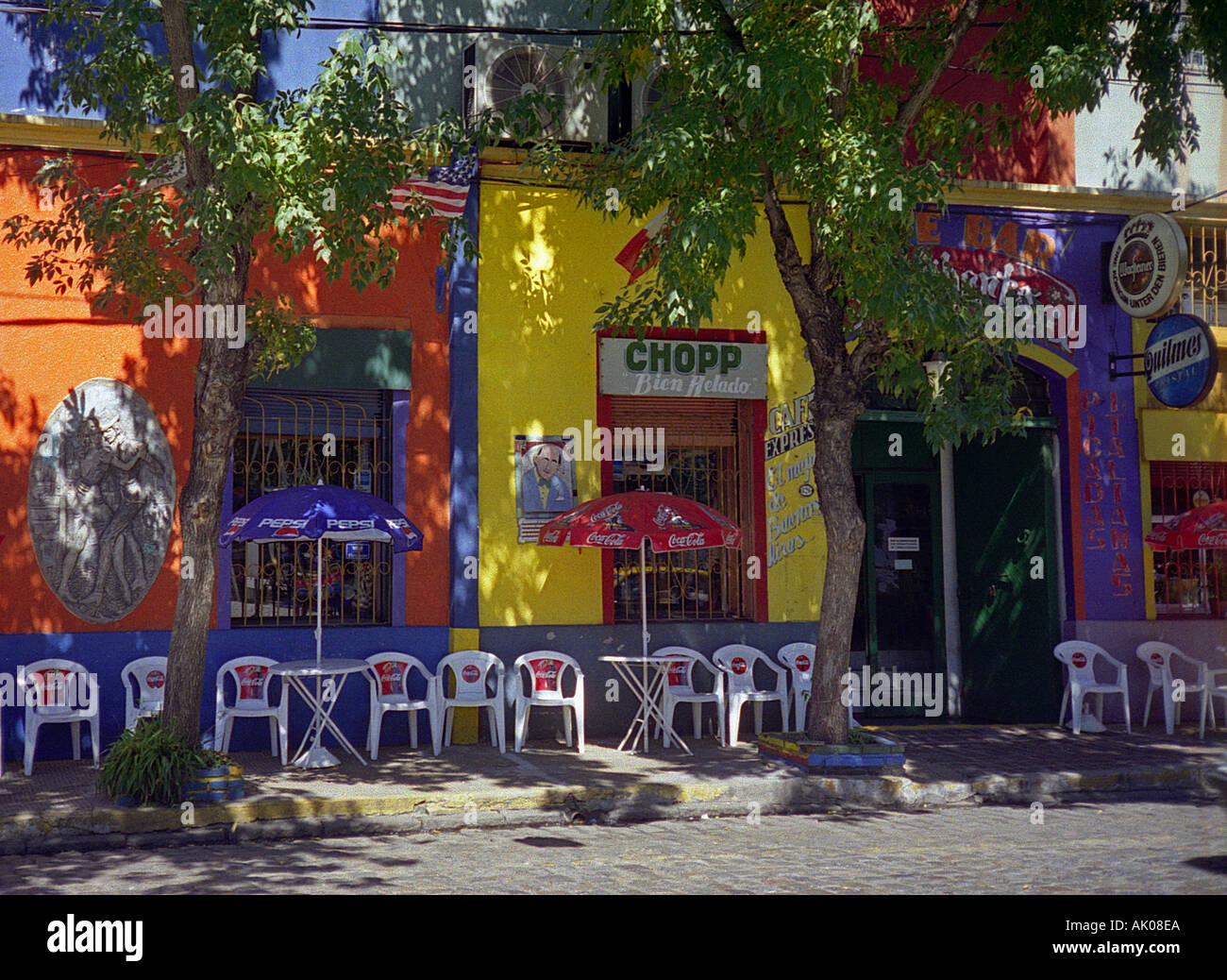 Traditional typical colonial streetscape cityscape coffee shop Caminito Boca Buenos Aires