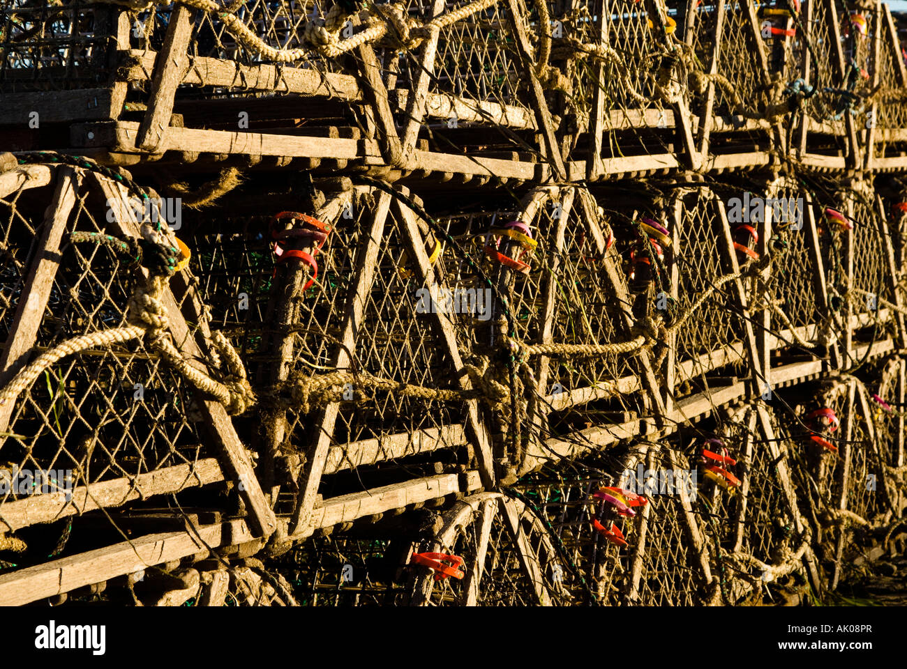 Traditional wooden lobster traps Cape Cod Massachusetts Stock Photo Alamy