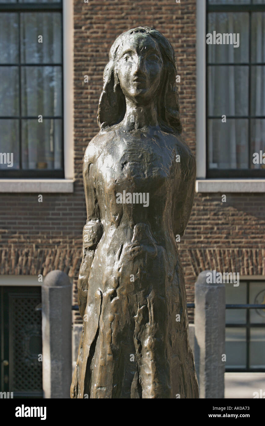 Amsterdam, Holland.  Anne Frank statue Stock Photo
