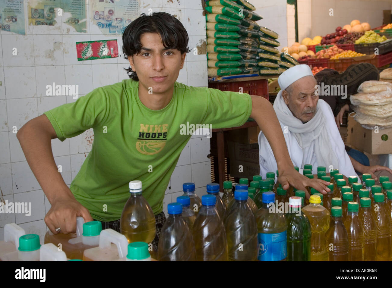 Tripoli, Libya. Olive Oil Vendor, Young Man Stock Photo