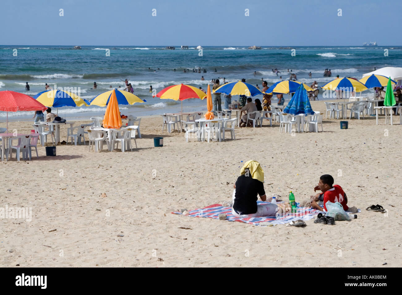 Tripoli, Libya. Mediterranean Beach Scene, Summer Stock Photo - Alamy