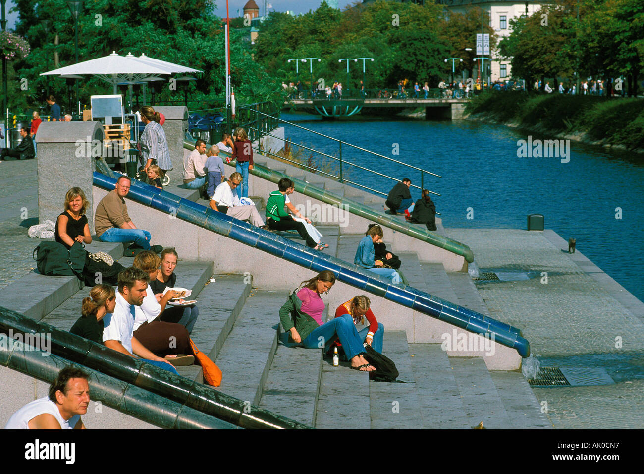 People on staircase / Malmoe / Menschen auf Treppe Stock Photo