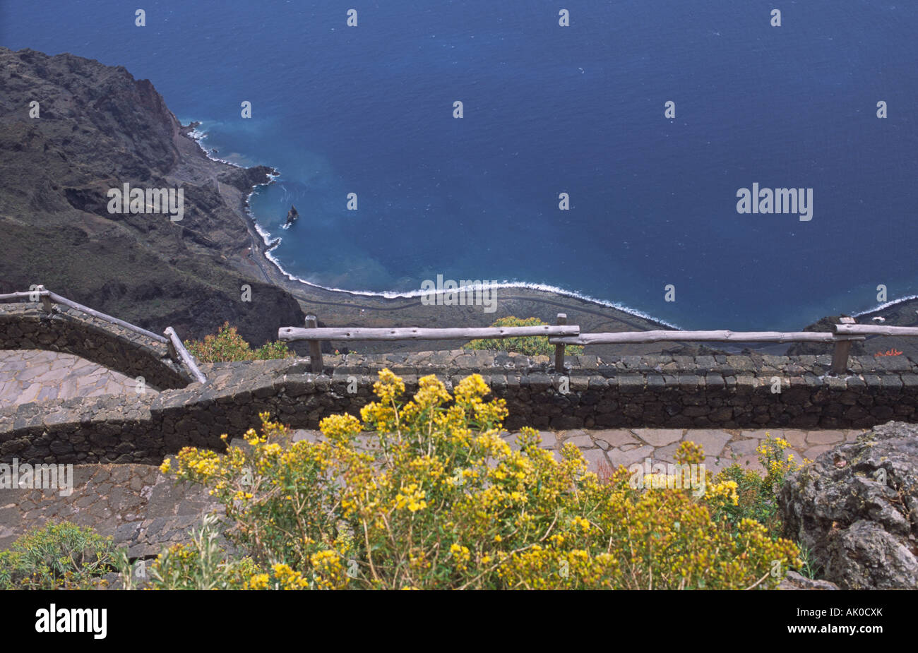 View from the mirador Las Playas to the coast called Las Playas El Hierro Canary Islands Spain