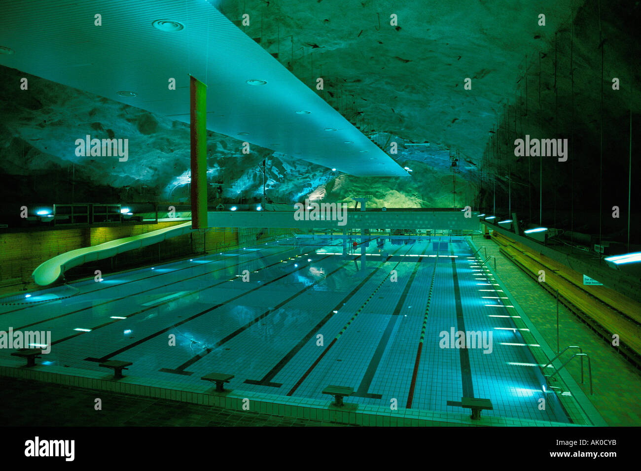 Indoor swimming pool / Namsos / Hallenbad Stock Photo