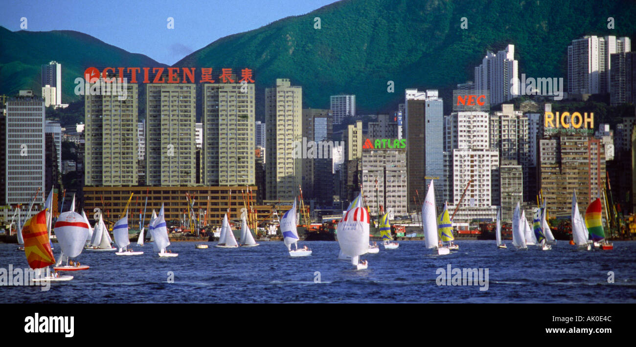 Yachts in Victoria Harbour Hong Kong 1 Stock Photo
