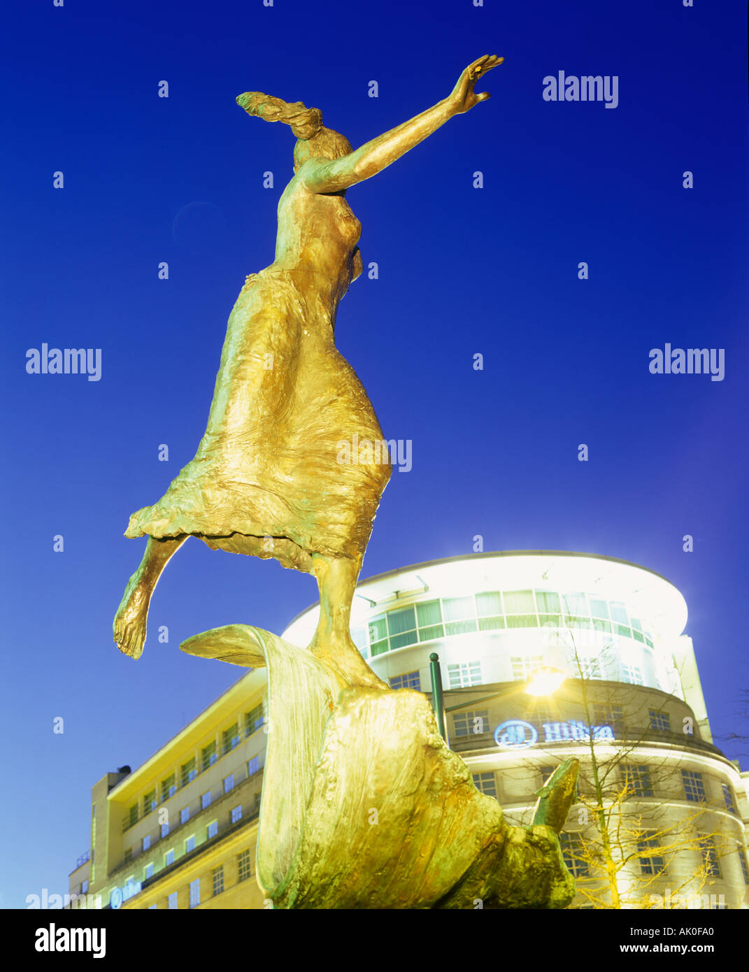 Neriad Statue Hilton Hotel Cardiff City Centre South Glamorgan Wales UK SS  Stock Photo