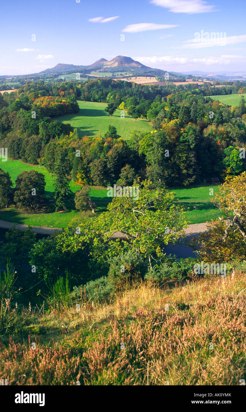 Autumn landscape Scotland Scott s View looking across the River Tweed to the autumnal Eildon Hills in the Scottish Borders UK Stock Photo