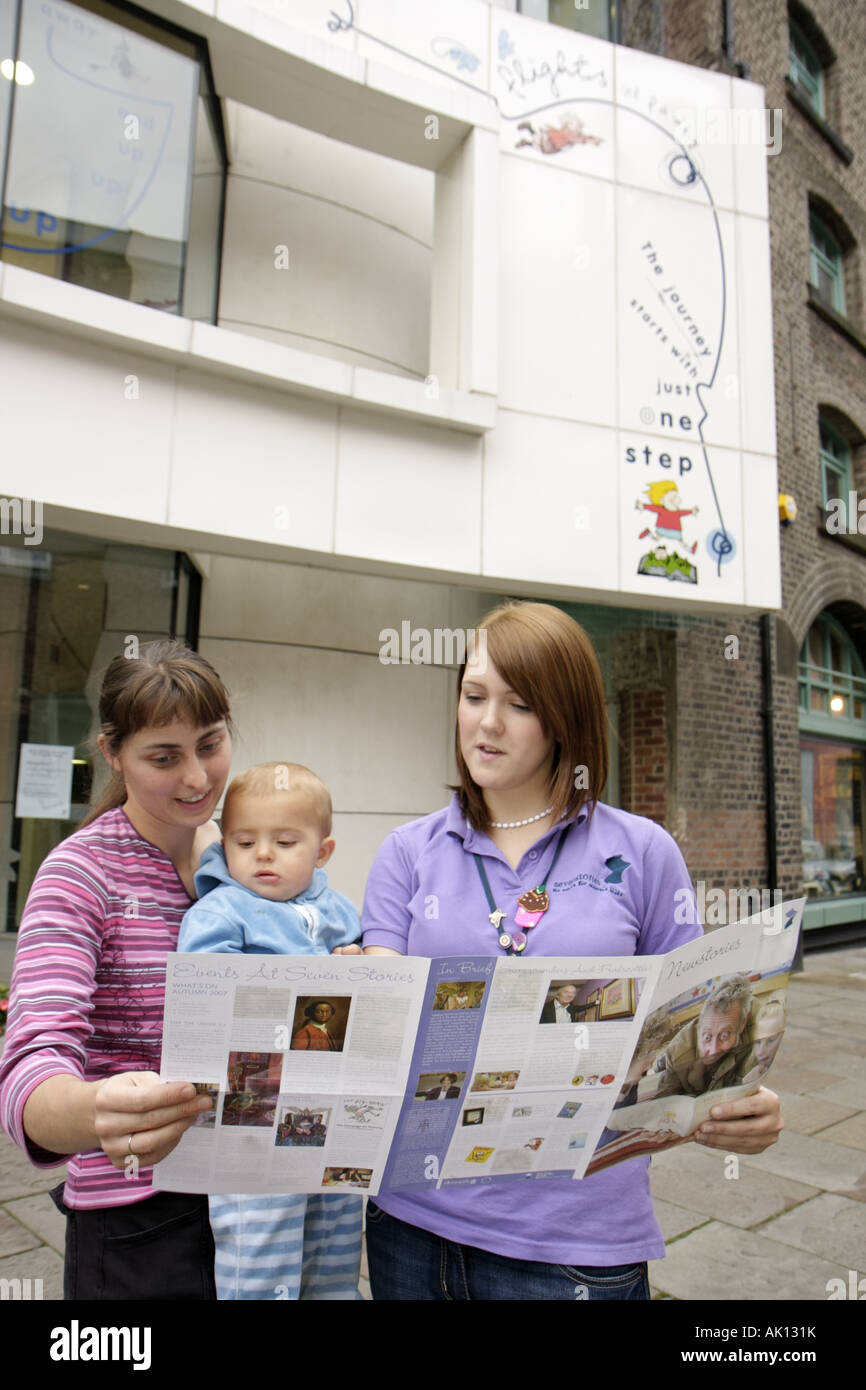 UK England Northumberland,Newcastle upon Tyne,Newcastle upon Tyne,Lime Street,Ouseburn Valley,Seven Stories,children's book museum,women,mother,parent Stock Photo