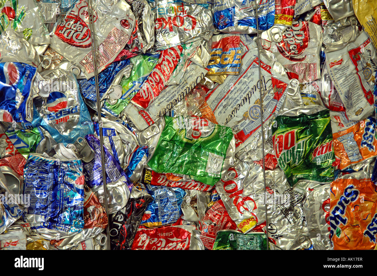 Bales of crushed cans to be recycled at a recycling plant Stock Photo Alamy