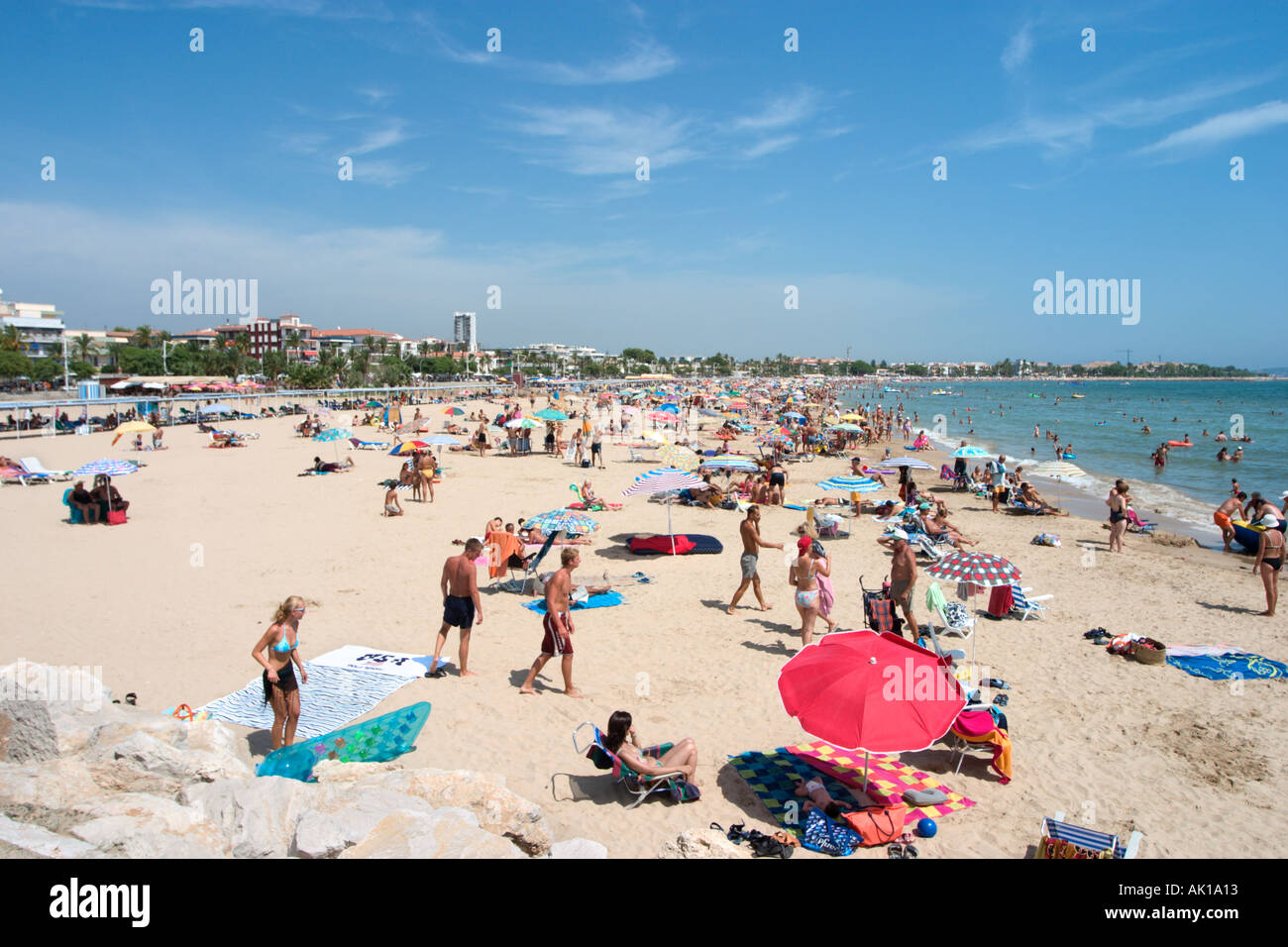Beach at Cambrils, near Salou, Costa Dorada (Costa Daurada), Catalunya, Spain Stock Photo