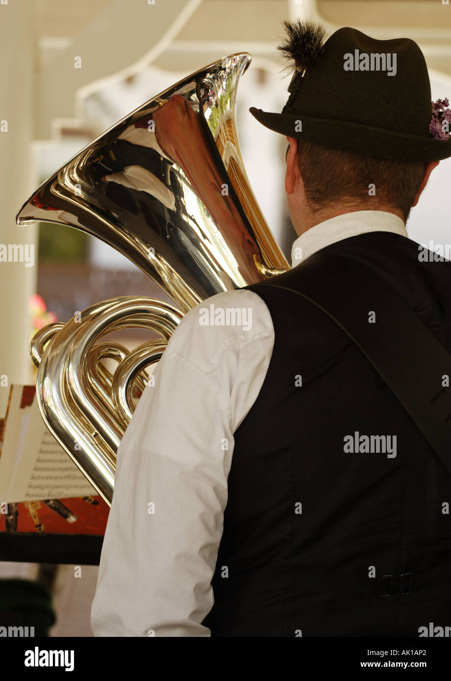 man playing tuba Stock Photo