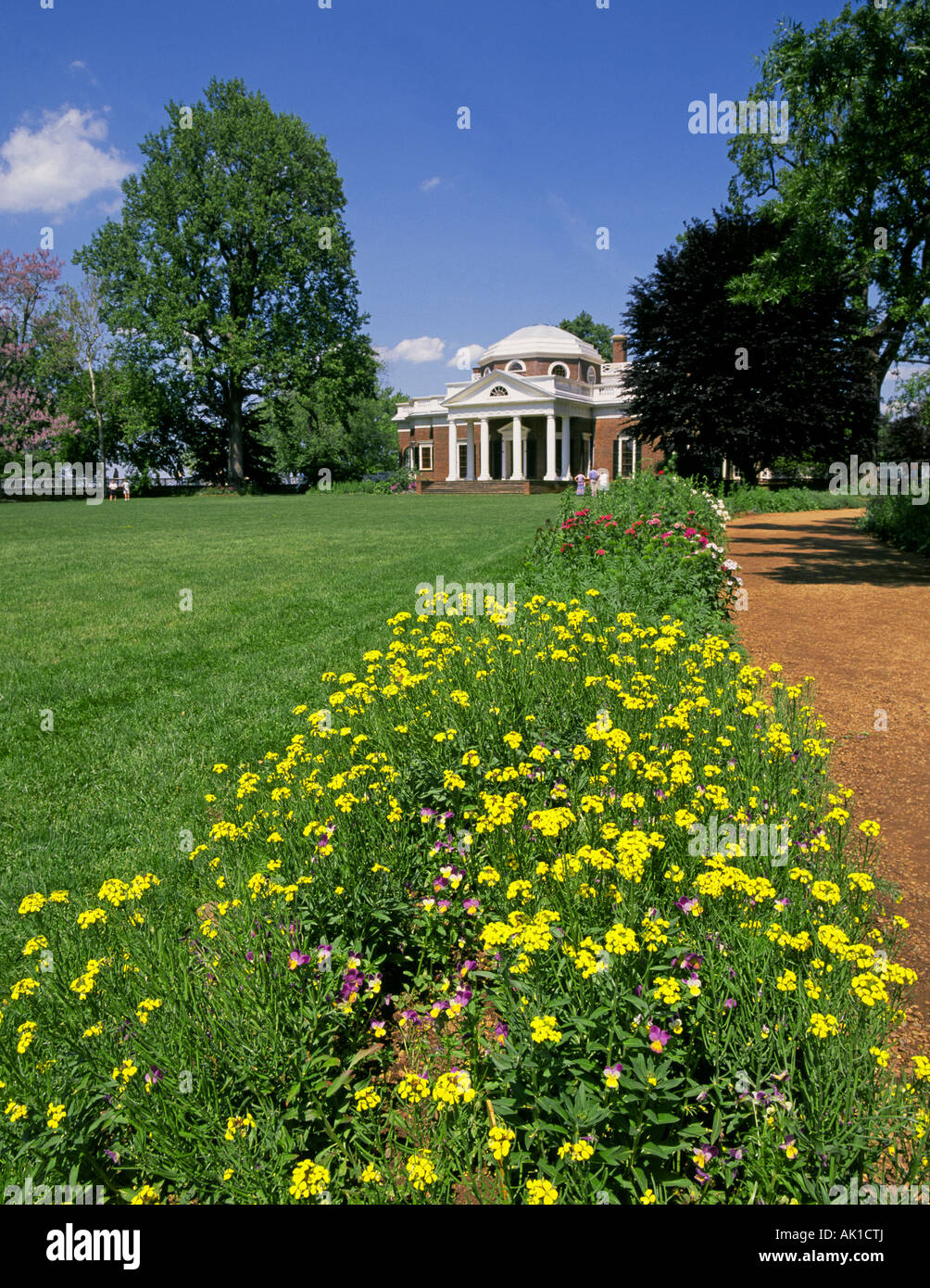 The main house and gardens at Monticello home of Thomas Jefferson third president of the United States Stock Photo