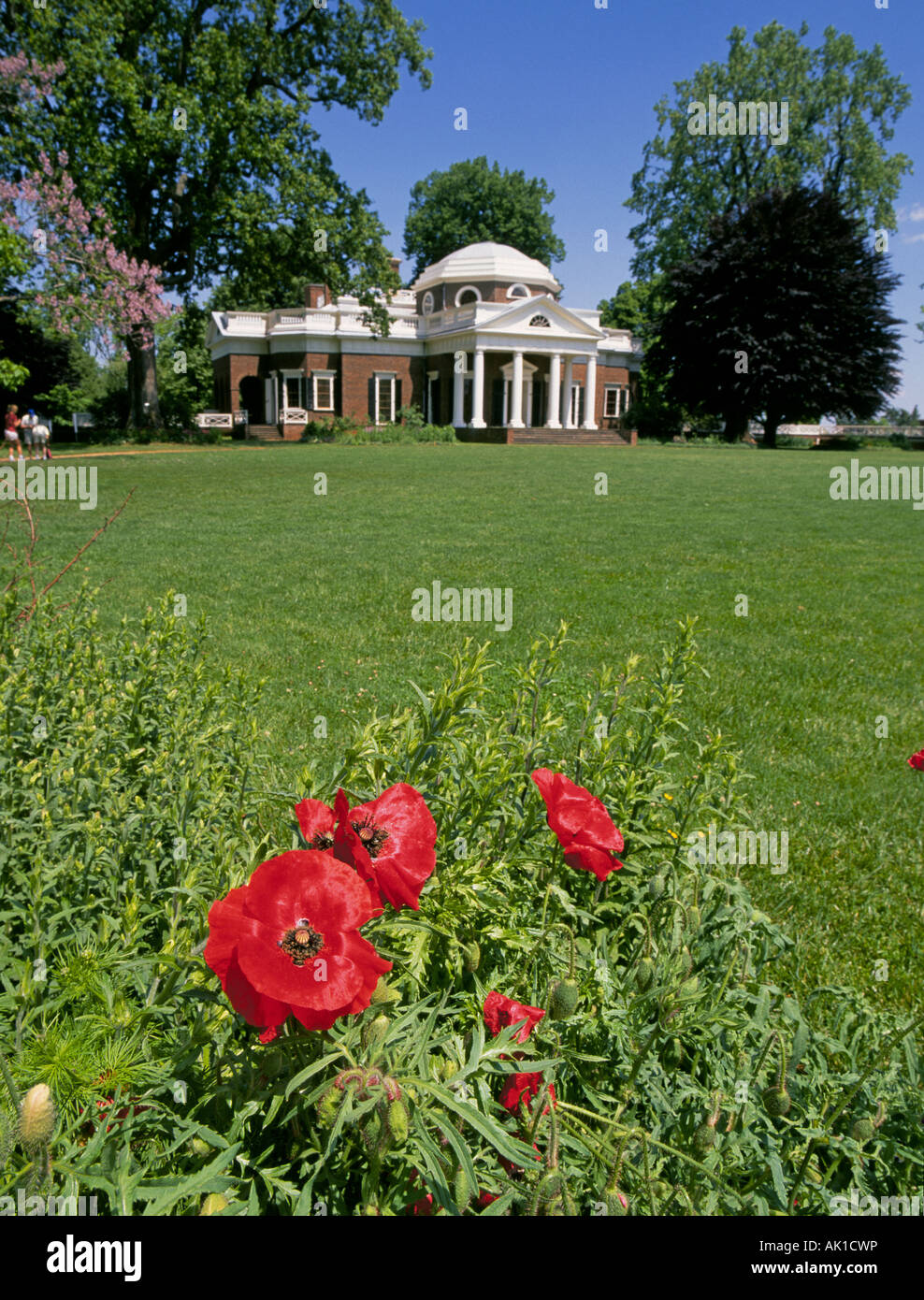 A view of the house and gardens at Monticello home of Thomas Jefferson third president of the United States Stock Photo