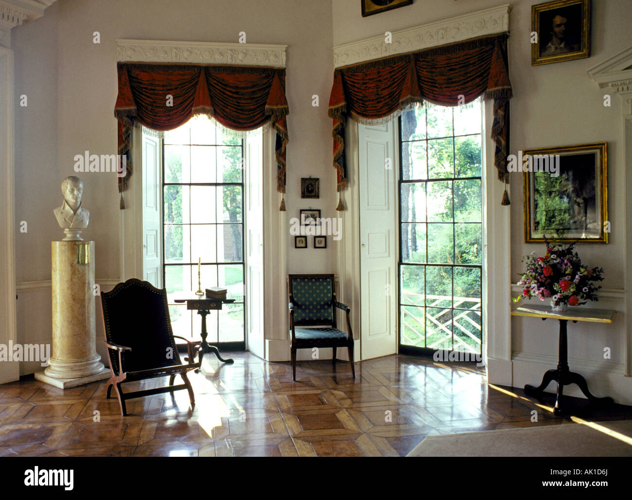 A view of the parlor at Monticello home of Thomas Jefferson third president of the United States Stock Photo