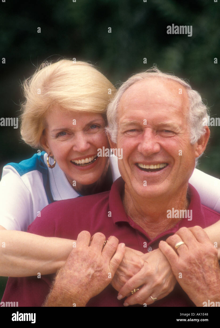 mature couple embracing romantically Stock Photo