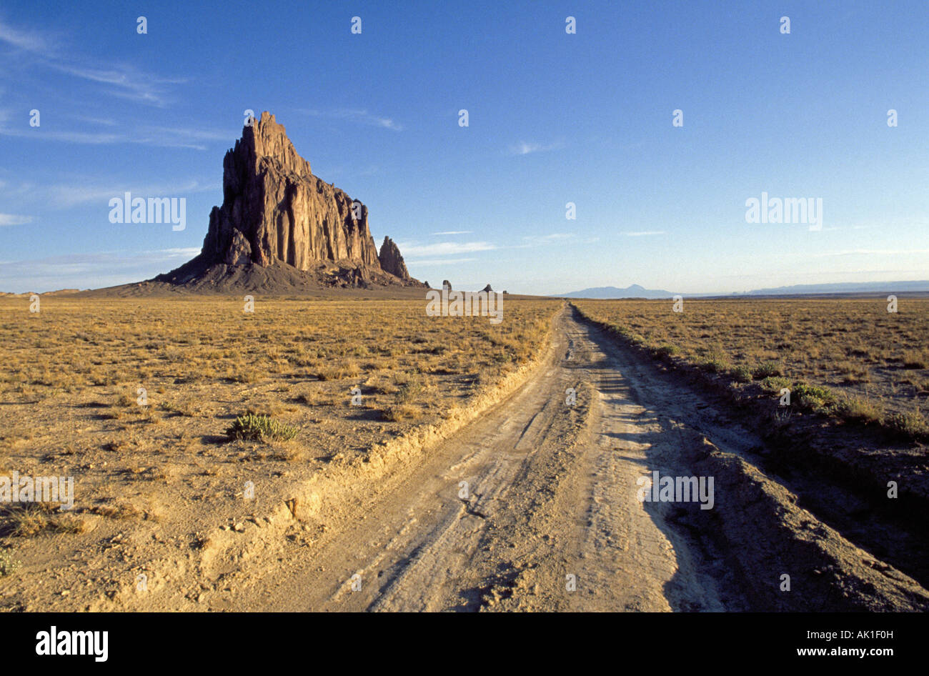A view of Shiprock a massive uplift in northern New Mexico Stock Photo