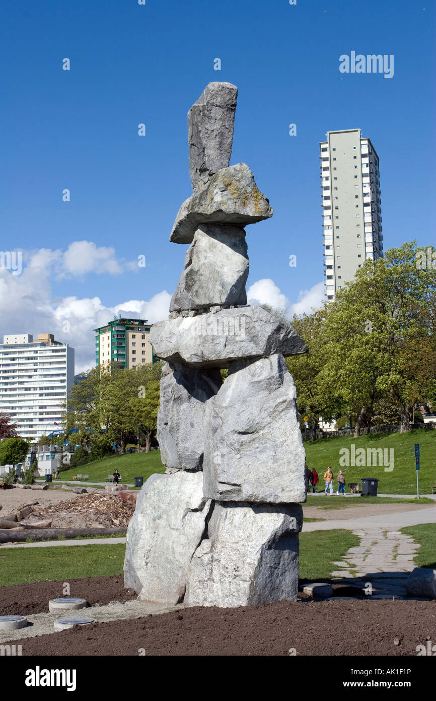 inukshuk in Vancouver British Columbia, home of the 2010 Olympics Stock ...