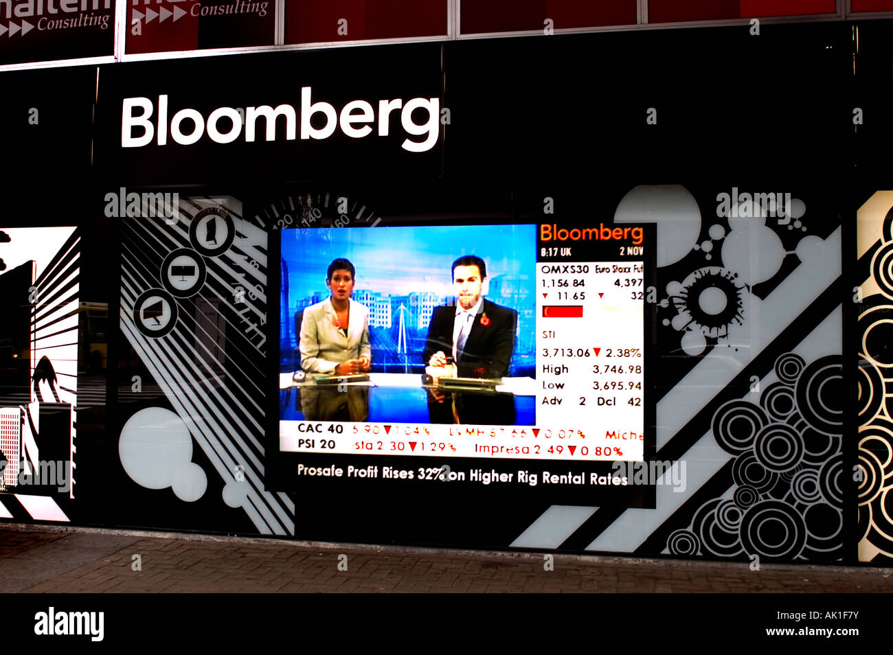 Bloomberg business channel banking stock market Stock Photo