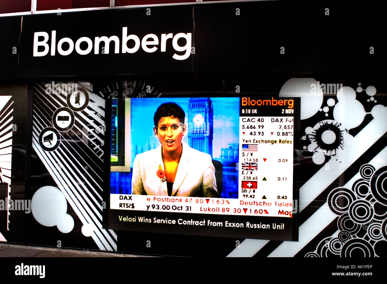 Bloomberg business channel banking stock market Stock Photo - Alamy