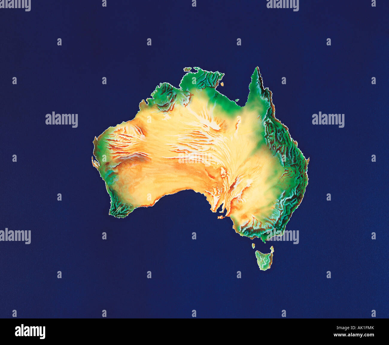 Artwork. Relief map of Australia. Stock Photo