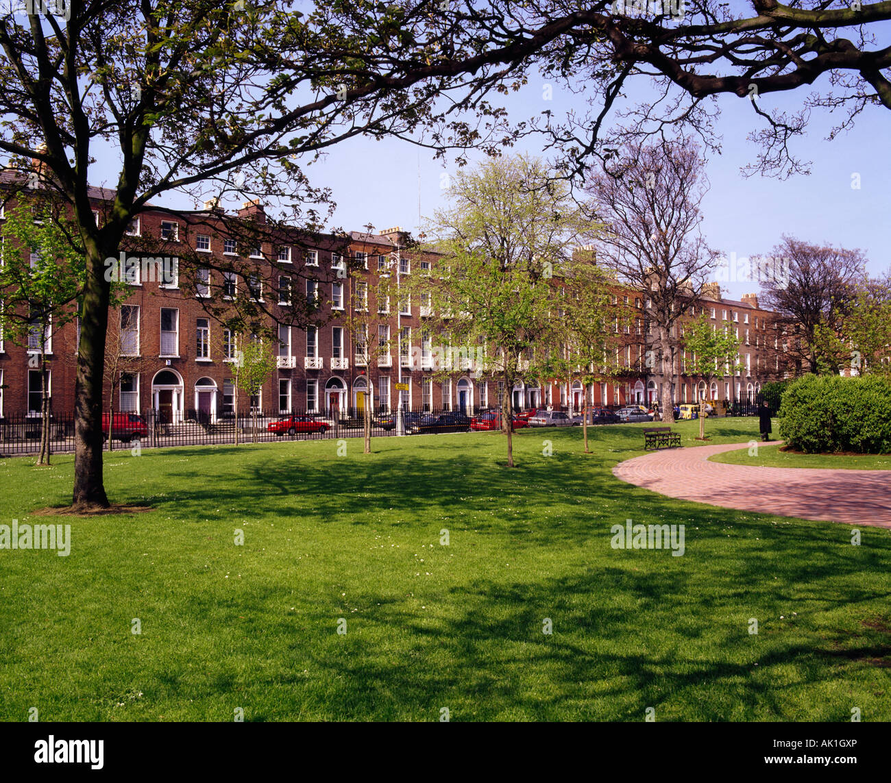 Dublin, Mountjoy Square And Terrace Of Houses, Ireland Stock