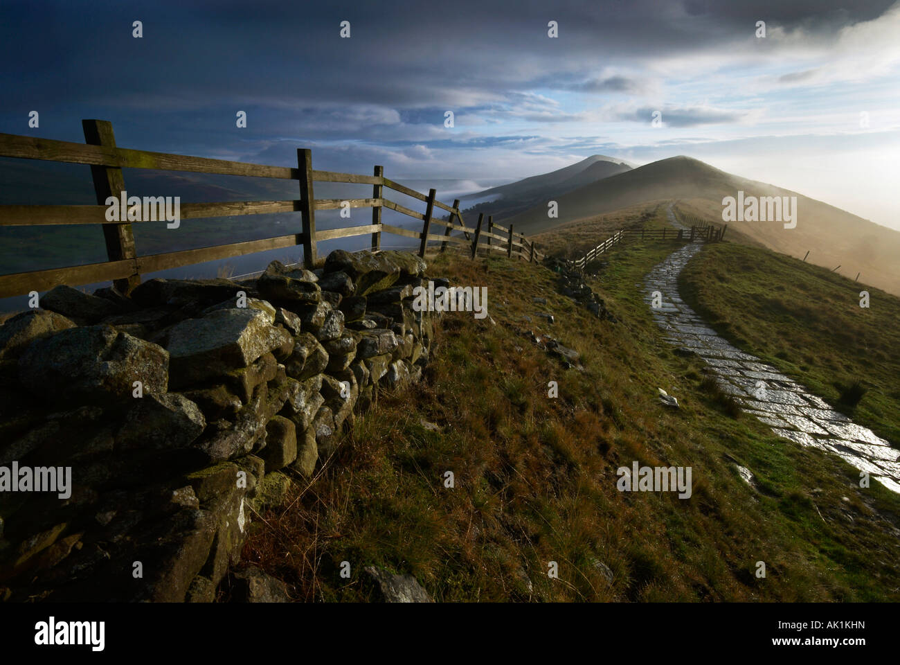 From Mam Tor Looking Losehill Pike Wards Hill Edale Derbyshire UK Stock Photo